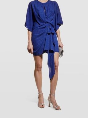 Aidan By Aidan Mattox Women's Blue Chiffon Draped Cocktail Dress